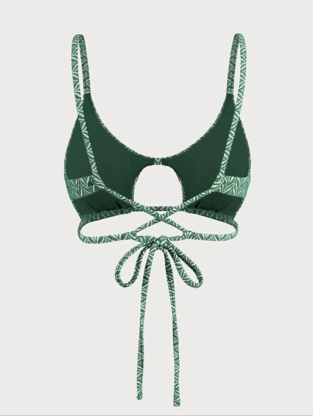 NWT Berlook Green Geometric Textured Cut Out Bikini Matching Set